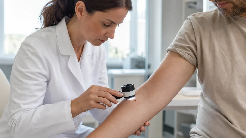 Illustration éditoriale pour l’article « Dermatologue et cancer de la peau : votre allié santé »