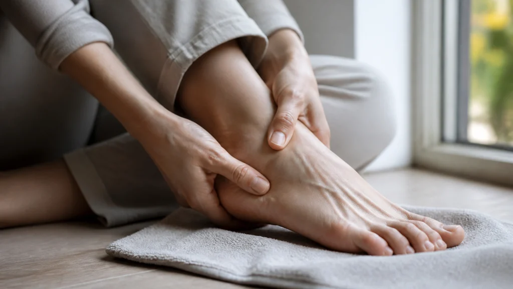 Illustration éditoriale pour l’article « Massage de l'épine calcanéenne : soulager votre douleur »